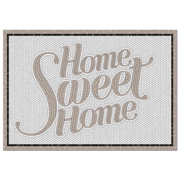Vinyl Floor Mat "Home Sweet Home" Mosaic 4.5' x 6.5' Overstock